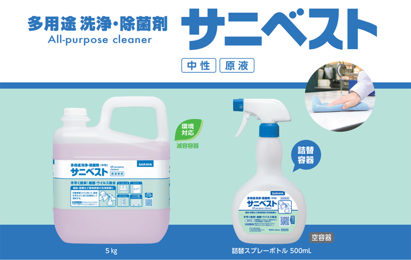 手早く簡単！細菌・ウイルス除去『多用途 洗浄・除菌剤　サニベスト』