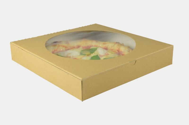 ワンタッチ式窓付きピザボックス「窓付クラフトピザ箱 １０インチ」