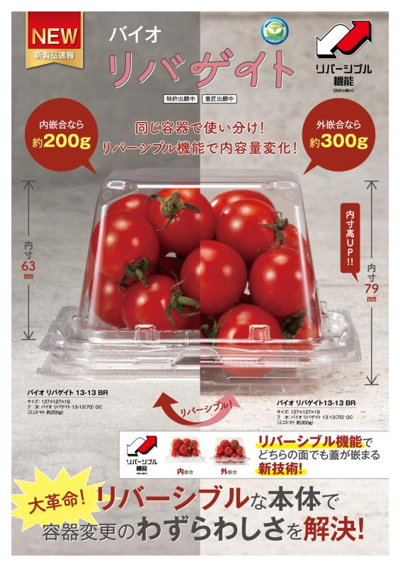 同じ容器で使い分け！  リバーシブル機能で内容量変化！  【バイオ リバゲイト】