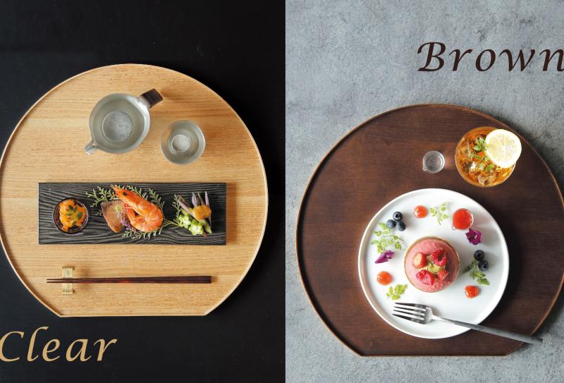 リバーシブルで両面使える木製半月盆